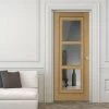 Oak 3 Pane Inlay Flush Internal Door - Clear Glass - Prefinished