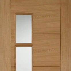 Bespoke Vancouver Oak 4L Internal Door Pair - Clear Glazed Offset - Prefinished -LPD Door modern door oak iseo 4l offset fire top2