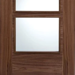 Vancouver Walnut 4 Pane Internal Door Pair - Clear Glass - Prefinished -LPD Door modern door vancouver 4l large pane walnut bot2