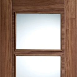 Bespoke Vancouver Walnut 4L Internal Door - Clear Glass - Prefinished -LPD Door modern door vancouver 4l large pane walnut top5