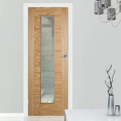 Vancouver Long Light Oak Internal Door - Clear Glass - Prefinished
