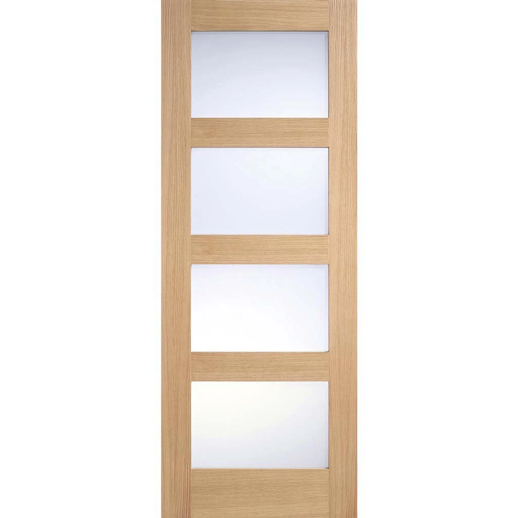 Contemporary Oak Single Evokit Pocket Door - Frosted Glass - Prefinished 2 Contemporary Oak Single Evokit Pocket Door - Frosted Glass - Prefinished - Image 2