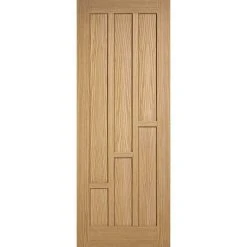 Single Sliding Door & Wall Track - Coventry Contemporary Oak Panel Door - Unfinished -LPD Door oak coventry main3