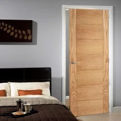 Internal Door And Frame Kit - Carini 7 Panel Oak Flush Internal Door