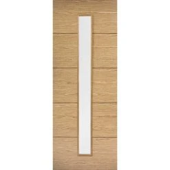 Bespoke Thruslide Surface Lille 1L Oak Flush Door - Clear Glass - Sliding Door And Track Kit - Prefinished 8 Bespoke Thruslide Surface Lille 1L Oak Flush Door - Clear Glass - Sliding Door And Track Kit - Prefinished -LPD Door oak lille glazed 1l main3