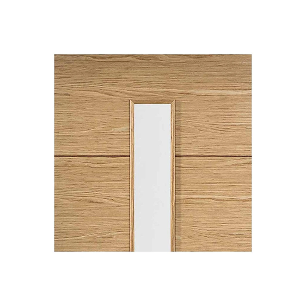 Bespoke Thruslide Surface Lille 1L Oak Flush Door - Clear Glass - Sliding Door And Track Kit - Prefinished 4 Bespoke Thruslide Surface Lille 1L Oak Flush Door - Clear Glass - Sliding Door And Track Kit - Prefinished - Image 4