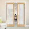 Lincoln Glazed Oak Double Evokit Pocket Doors - Frosted Glass