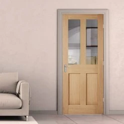 London 2 Pane Oak Internal Door - Clear Glass
