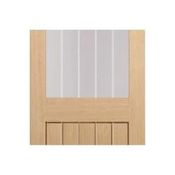 Mexicano Oak Single Evokit Pocket Door - Half Light Clear Glass - Frosted Lines -LPD Door oak mexicano glazed half light2 3d81efa4 8d61 43ec aed0 5a00f849df36