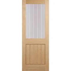Mexicano Oak Single Evokit Pocket Door - Half Light Clear Glass - Frosted Lines -LPD Door oak mexicano glazed half light f7a92874 1232 4e6a b3f5 1d3187c0cc6f