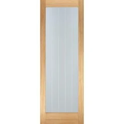 Mexicano Oak Internal Door Pair - Clear Glass - Frosted Lines -LPD Door oak mexicano glazed pair
