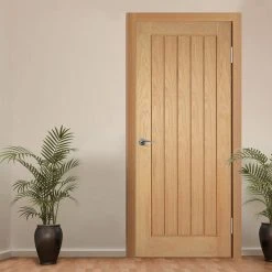 Mexicano Oak Internal Door - Vertical Lining - Prefinished