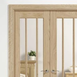 W4 Lincoln Room Divider Internal Door & Frame Kit - Clear Glass - Unfinished Oak - 2031x1246mm Wide -LPD Door oak room dividers glazed w4 lincoln lpd directdoors detail1