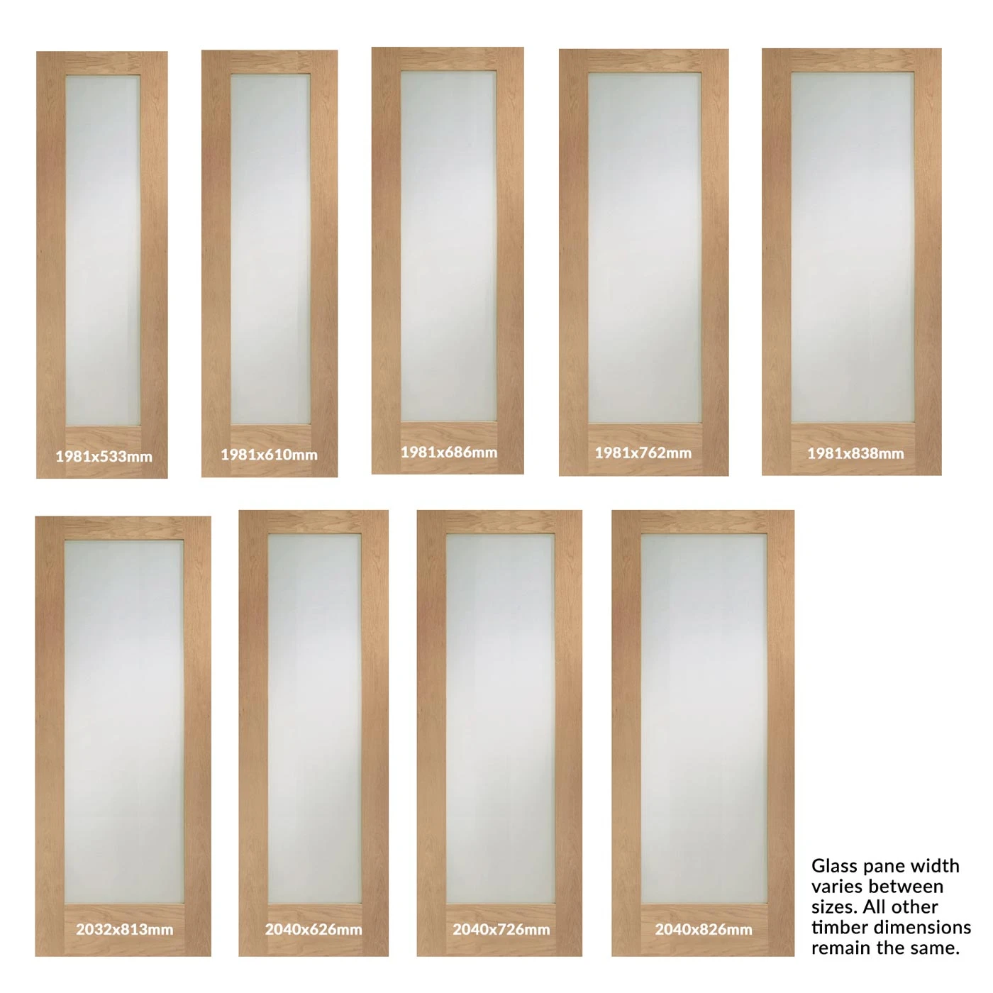 Full Pane Oak Internal Door - Clear Glass 2 Full Pane Oak Internal Door - Clear Glass - Image 2
