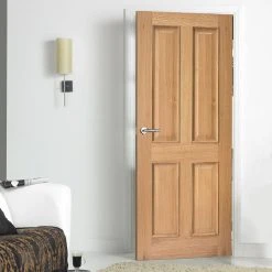 Internal Door And Frame Kit - Regency Oak 4 Panel Internal Door - Raised Mouldings