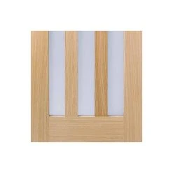 Pass-Easi Three Sliding Doors And Frame Kit - Utah 3 Pane Oak Door - Frosted Glass - Unfinished -LPD Door oak utah 3l frosted pre finished bot1
