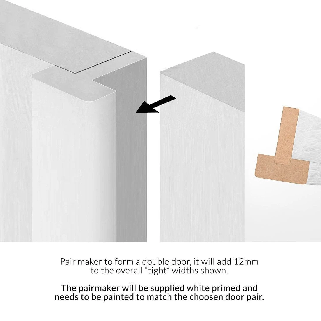 Idaho Panel Internal Door Pair - White Primed 4 Idaho Panel Internal Door Pair - White Primed - Image 4