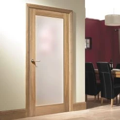 Pattern 10 Oak Internal Door - Full Pane Frosted Glass