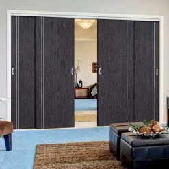 Pass-Easi Four Sliding Doors And Frame Kit - Zanzibar Ash Grey Door - Prefinished