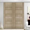 Premium Double Sliding Door & Wall Track - Edmonton Light Grey Door - Prefinished