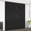 Premium Double Sliding Door & Wall Track - Tribeca 3 Panel Black Primed Door
