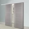 Premium Double Sliding Door & Wall Track - Vancouver Light Grey Door - Prefinished