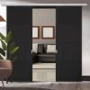Premium Double Sliding Door & Wall Track - Chelsea 4 Panel Black Primed Door