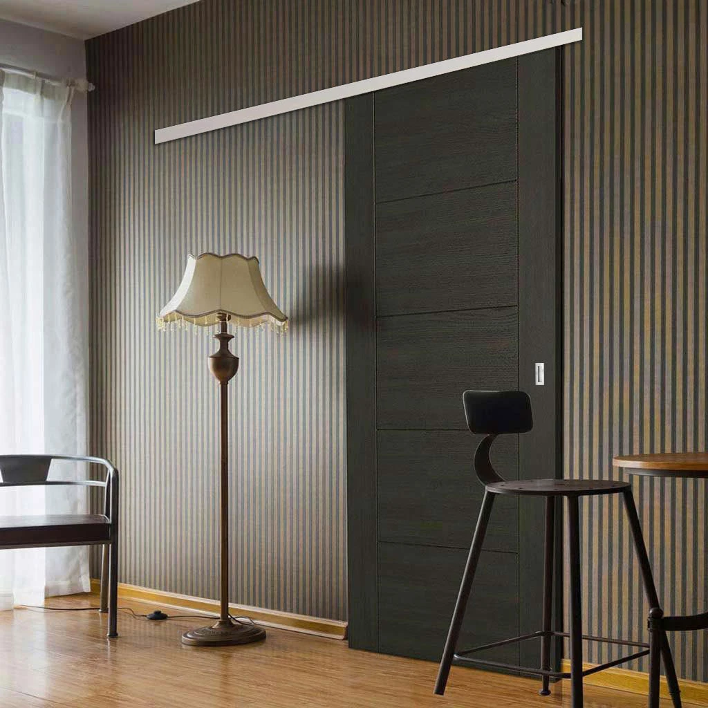 Premium Single Sliding Door & Wall Track - Vancouver Smoked Oak Flush Internal Doors - Prefinished 1 Premium Single Sliding Door & Wall Track - Vancouver Smoked Oak Flush Internal Doors - Prefinished