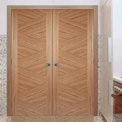 Bespoke Zeus Walnut Flush Internal Door Pair - Prefinished