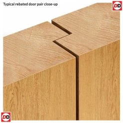 Mexicano Oak Internal Door Pair - Clear Glass - Frosted Lines -LPD Door rebating directdoors86