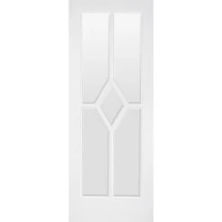 W4 Reims Room Divider Internal Door & Frame Kit - Bevelled Clear Glass - White Primed - 2031x1246mm Wide -LPD Door reims diamond white elegant glazed door lpd main1
