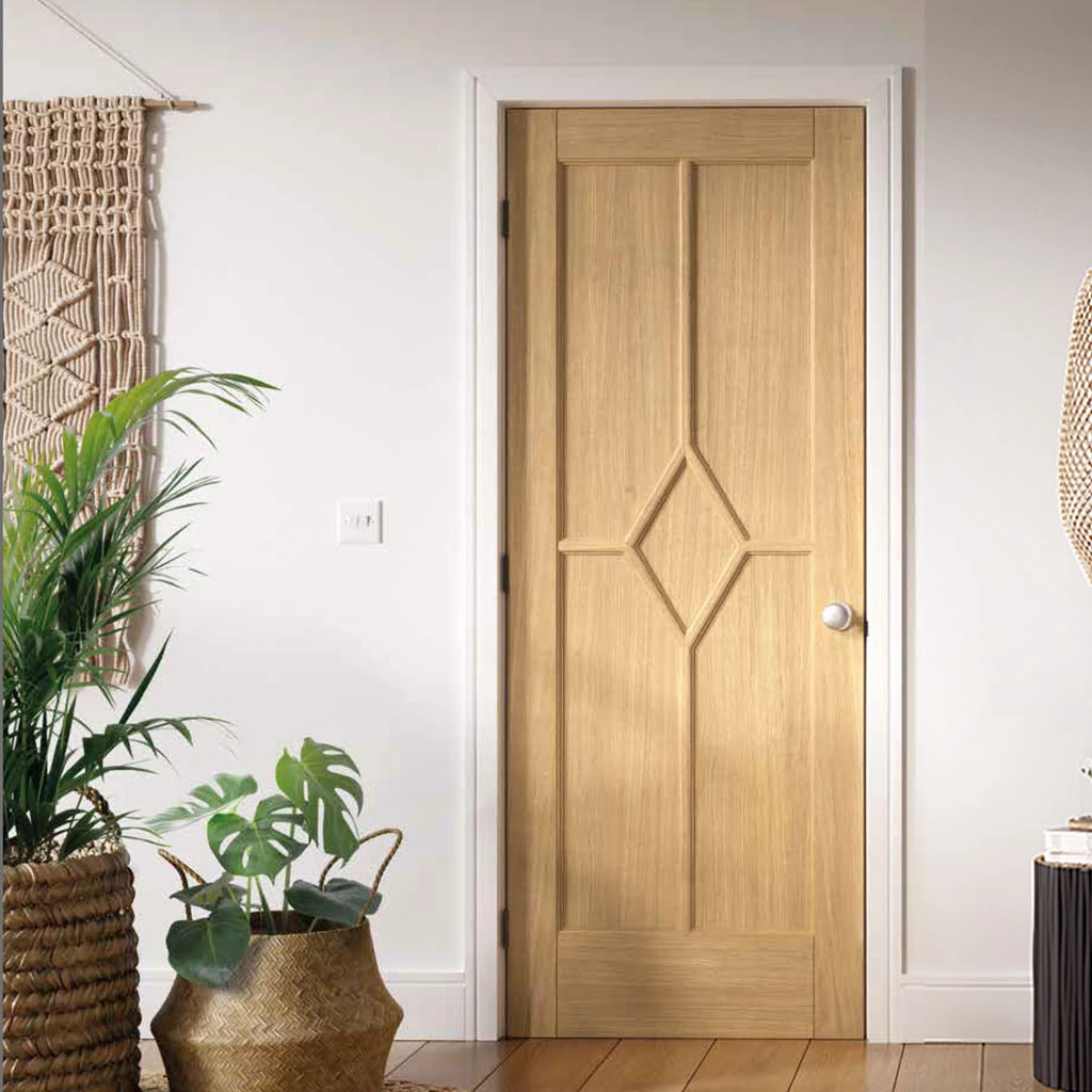 Reims Diamond 5 Panel Oak Internal Door - Prefinished 1 Reims Diamond 5 Panel Oak Internal Door - Prefinished