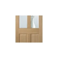 Internal Door And Frame Kit - Richmond Oak Internal Door - Bevelled Clear Glass - Prefinished -LPD Door richmond rm0 p fin oak door lpd directdoors mid2