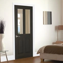 Richmond Smoked Oak Internal Door - Clear Glass - Prefinished
