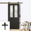 Single Sliding Door & Arrowhead Black Track - Richmond Smoked Oak Door - Clear Glass - Prefinished