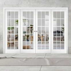 ThruEasi Room Divider - SA 15L Clear Glass White Primed Double Doors With Double Sides