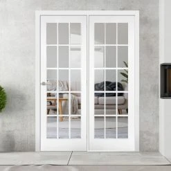 ThruEasi Room Divider - SA 15L Clear Glass White Primed Door With Single Side