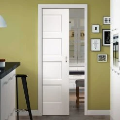 Severo White Panelled Evokit Pocket Fire Door - 1/2 Hour Fire Rated - Prefinished