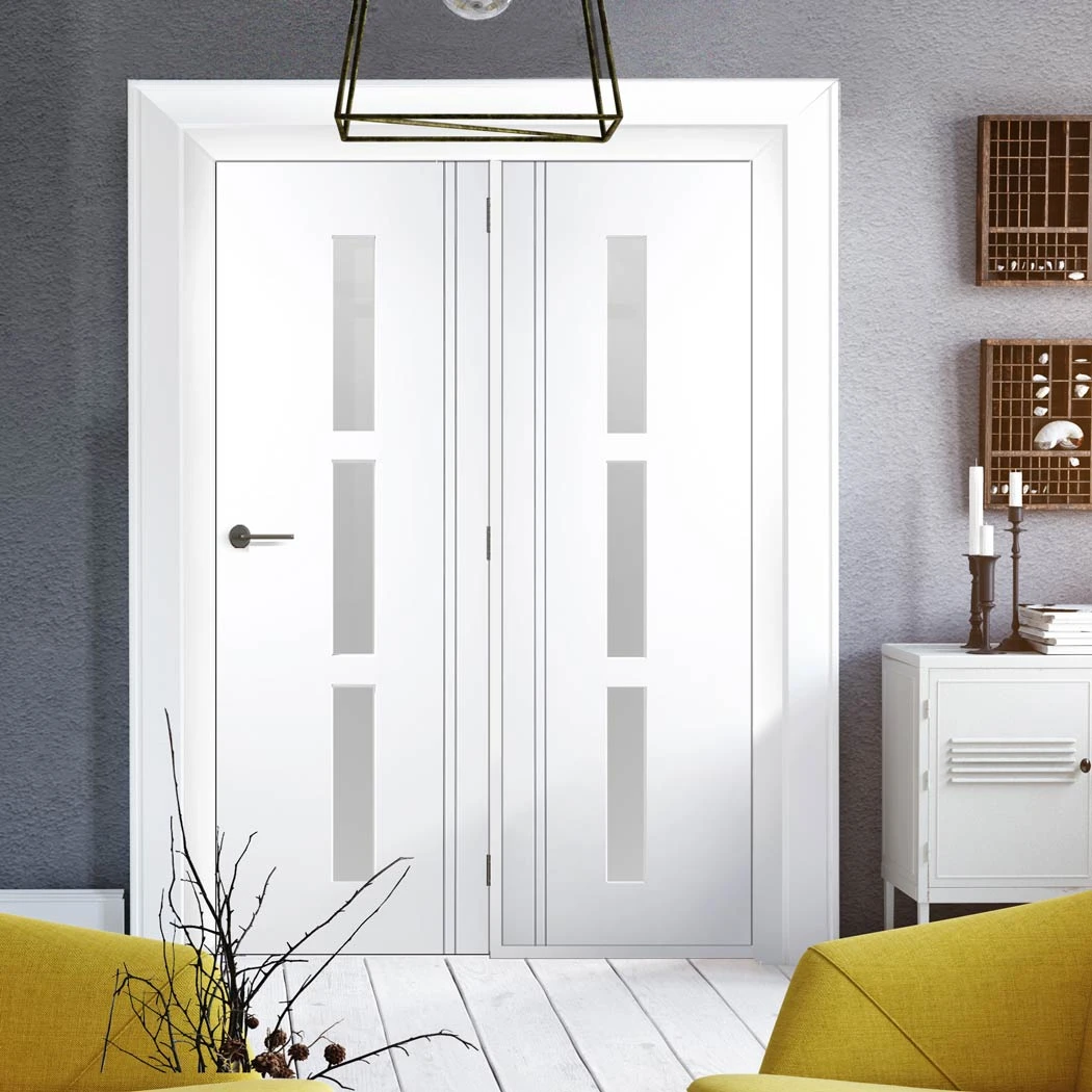 ThruEasi Room Divider - Sierra Blanco - Frosted Glass White Painted Door With Single Side 1 ThruEasi Room Divider - Sierra Blanco - Frosted Glass White Painted Door With Single Side