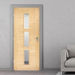 Bespoke Sofia 3L Oak Internal Door - Clear Glass - Prefinished