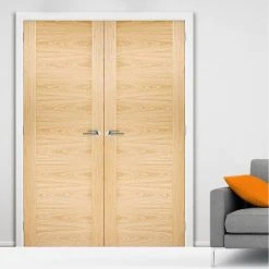 Bespoke Sofia Oak Flush Internal Door Pair - Prefinished