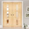 Bespoke Sofia 3L Oak Internal Door Pair - Clear Glass - Prefinished