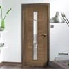Sofia Walnut Veneer Internal Door - Clear Glass - Prefinished