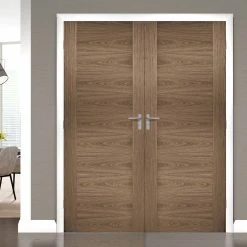 Sofia Walnut Veneer Internal Door Pair - Prefinished