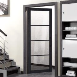 Soho 4 Pane Charcoal Internal Door - Clear Glass - Prefinished