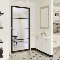 Soho 4 Pane Black Primed Internal Door - Clear Glass