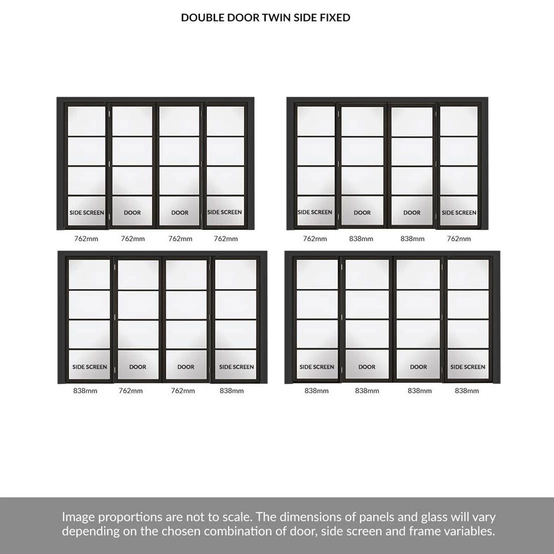 ThruEasi Room Divider - Soho 4 Pane Black Primed Clear Glass Unfinished Double Doors With Double Sides 4 ThruEasi Room Divider - Soho 4 Pane Black Primed Clear Glass Unfinished Double Doors With Double Sides - Image 4