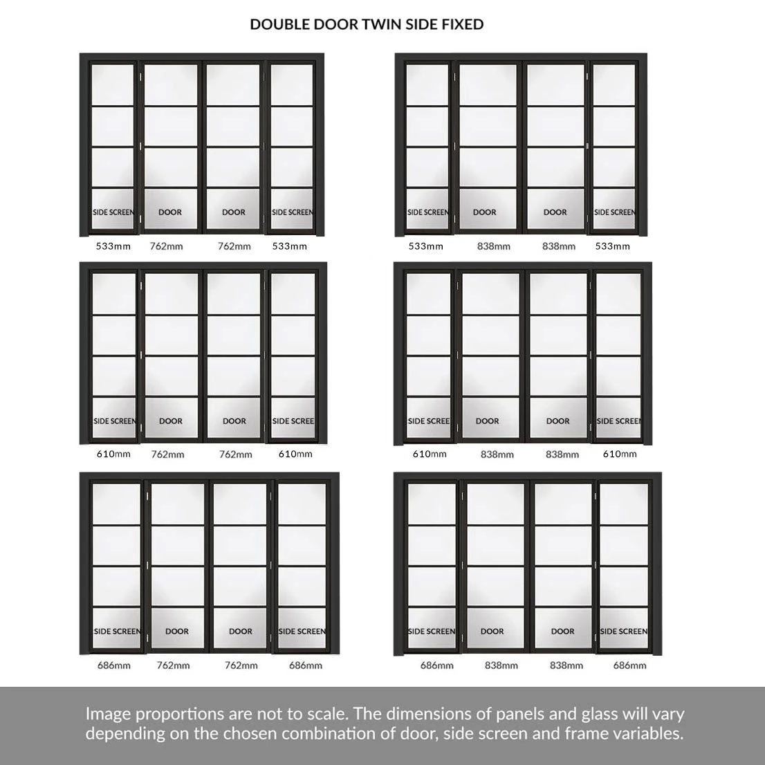 ThruEasi Room Divider - Soho 4 Pane Black Primed Clear Glass Unfinished Double Doors With Double Sides 3 ThruEasi Room Divider - Soho 4 Pane Black Primed Clear Glass Unfinished Double Doors With Double Sides - Image 3