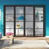 ThruEasi Room Divider - Soho 4 Pane Black Primed Clear Glass Unfinished Double Doors With Double Sides
