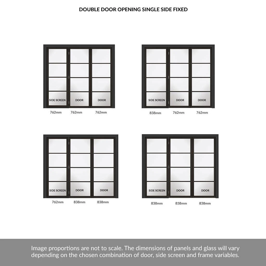 ThruEasi Room Divider - Soho 4 Pane Black Primed Clear Glass Unfinished Double Doors With Single Side 4 ThruEasi Room Divider - Soho 4 Pane Black Primed Clear Glass Unfinished Double Doors With Single Side - Image 4